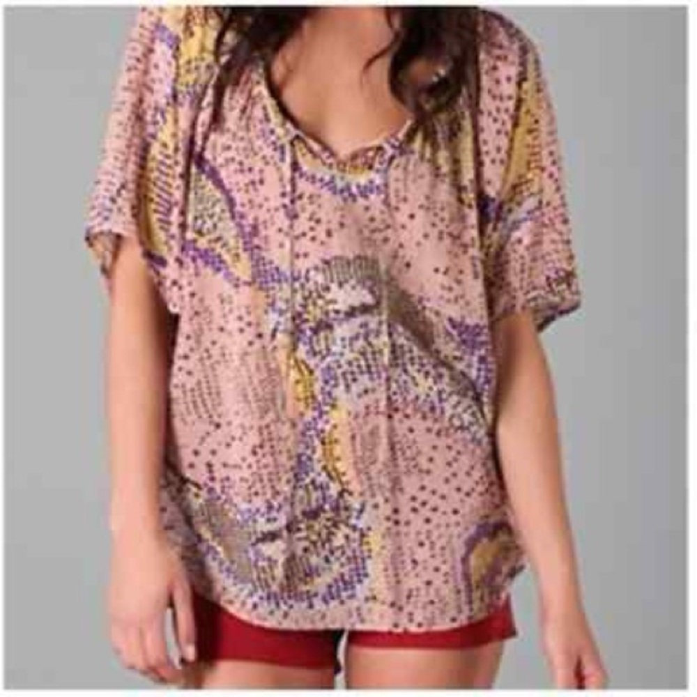 Parker‎ Pink and Purple Flutter Sleeve Blouse